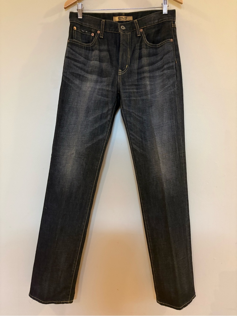 Uniqlo UJ S002 Dark Wash Straight Leg Jeans 100% Cotton Denim Men’s Sz 31